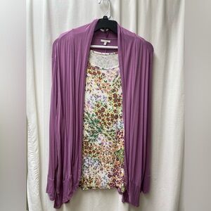 Maurices Multicolor Floral Tank and Cardigan 2 Piece Set